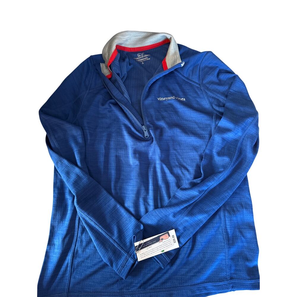 NEW Vineyard Vines Blue performance quarter zip shirt size 16